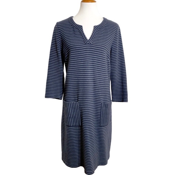 J. Jill Dresses & Skirts - J. Jill Striped Pullover Pocket Tunic Dress Navy